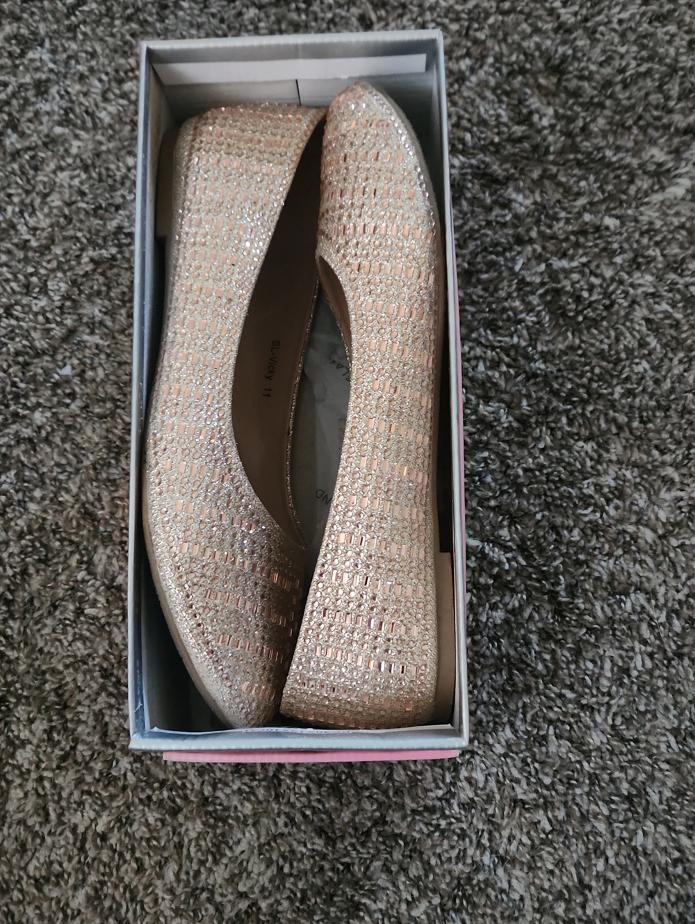 Glitter Knit Rose Gold Slip-On Ballet Flats